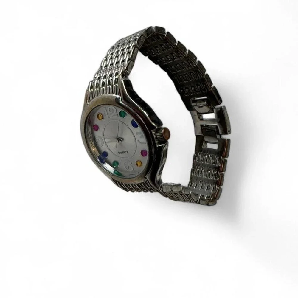 Vintage Silver Tone‎ Multicolored Indices Watch